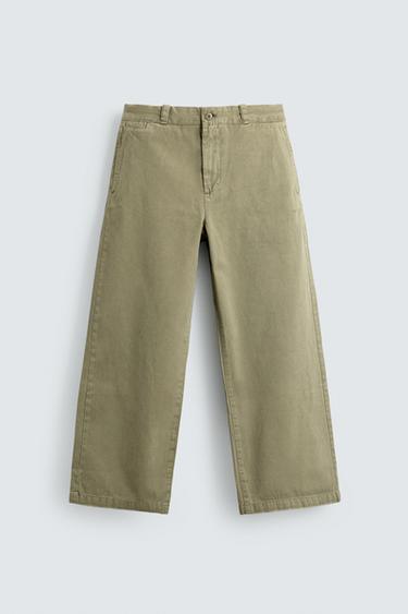 CHINO BUKSER I WIDE FIT - grågrøn fra Zara