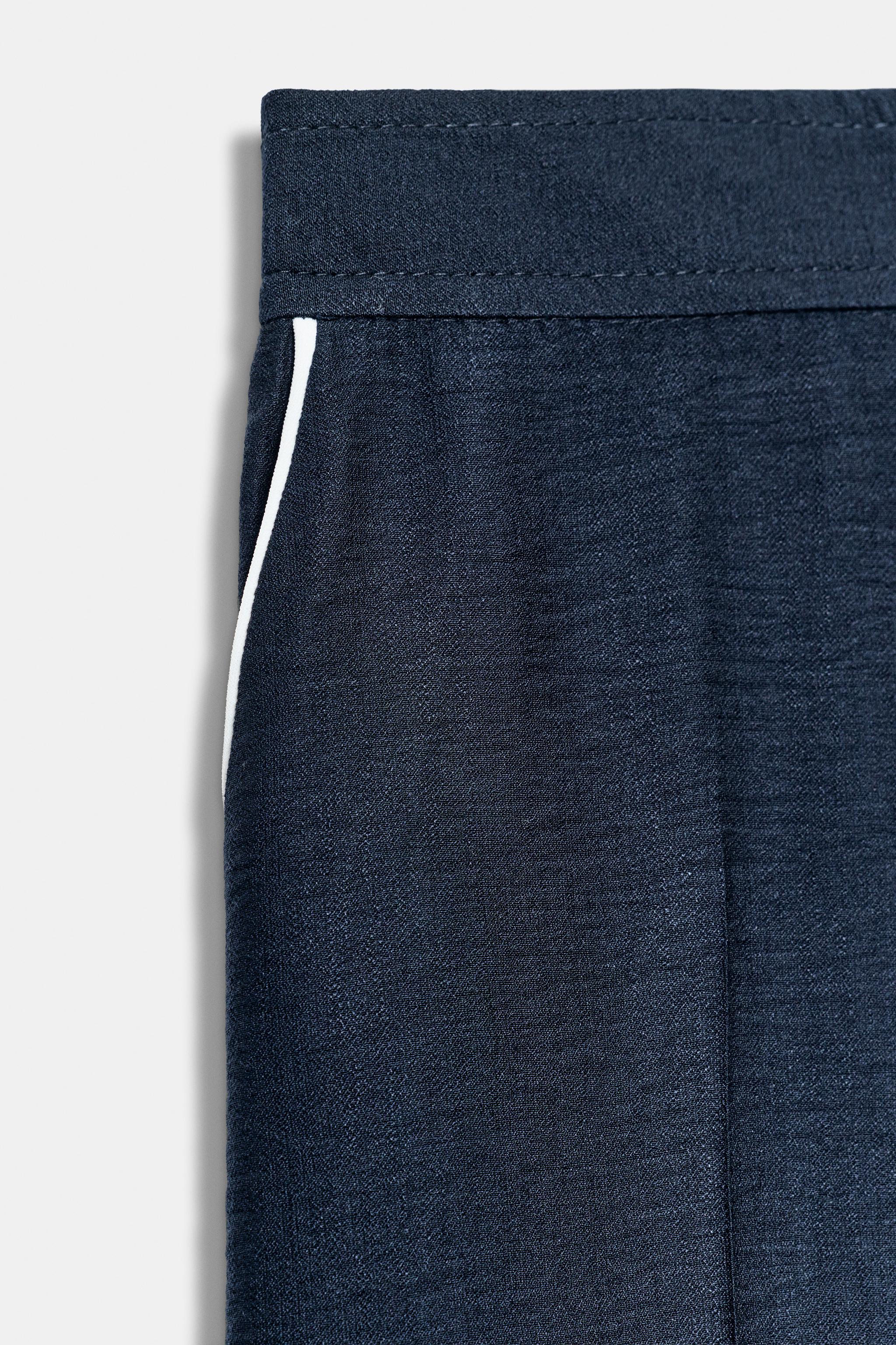 Женские брюки Zara Contrast Piped Trousers — фото 4