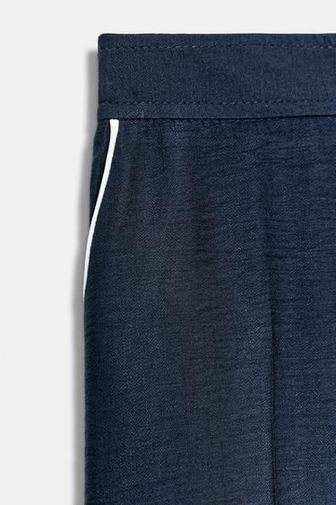 PANTALON À LISERÉS CONTRASTÉS - Bleu marine de Zara - Image 3