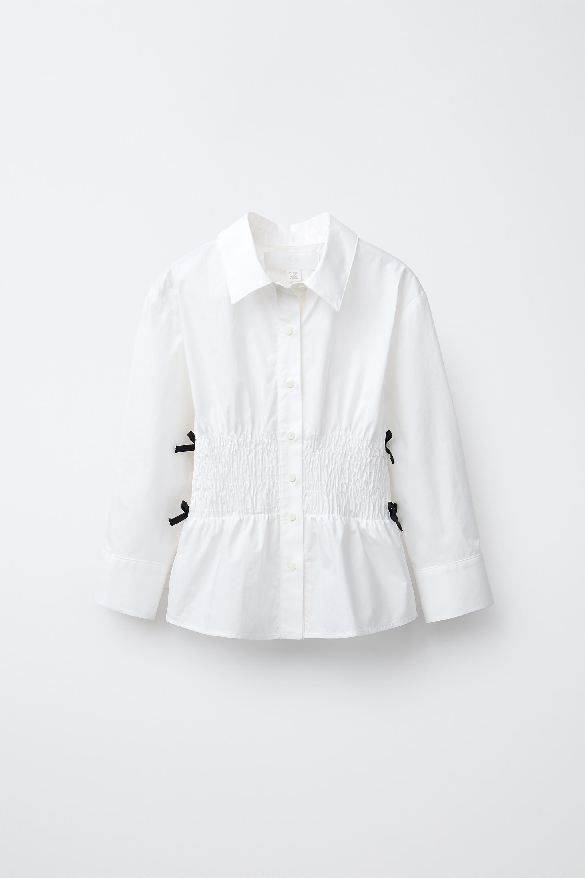 CONTRAST BOW ELASTIC SHIRT - White | ZARA United States