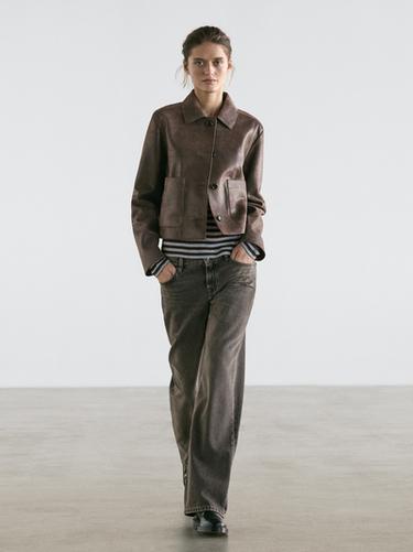 Zara Suede leather jacket - Brown