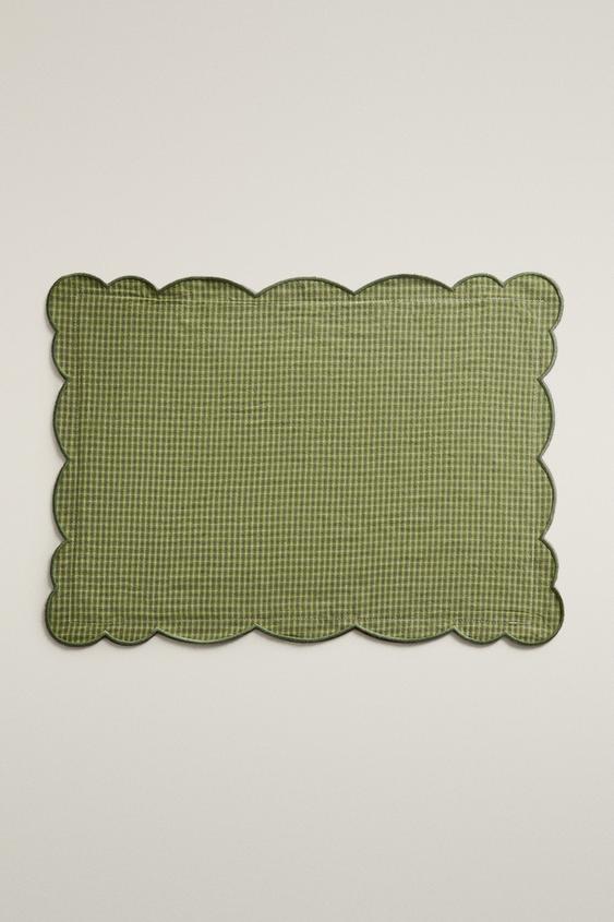 REVERSIBLE GINGHAM PLACEMAT - Green by Zara - Image 0