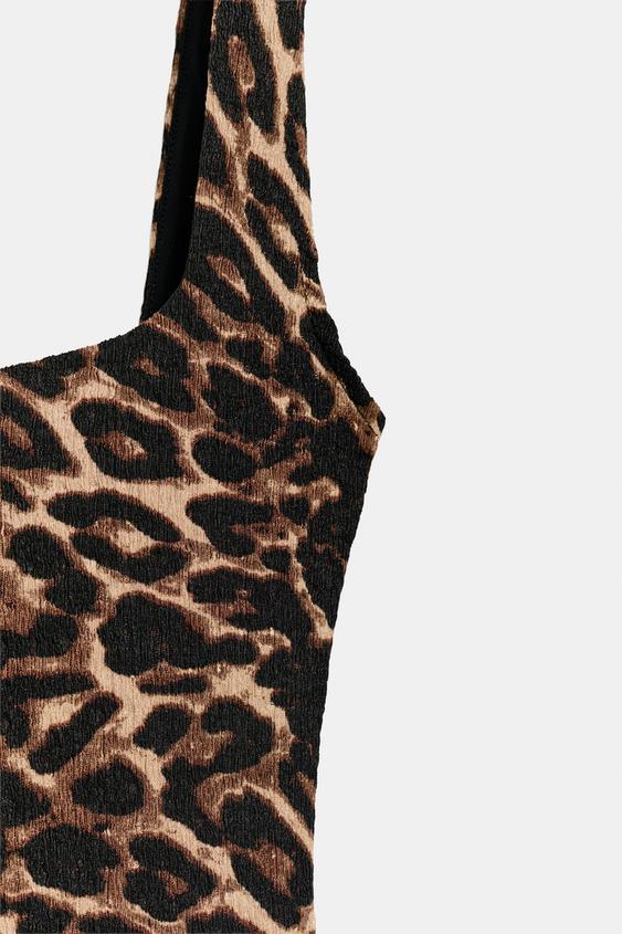 ROBE MI-LONGUE TEXTURÉE À IMPRIMÉ ANIMALIER - Leopard de Zara - Image 7
