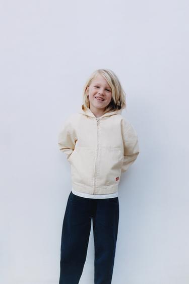 Zara 人字細紋連帽襯衫式外套 - 裸色