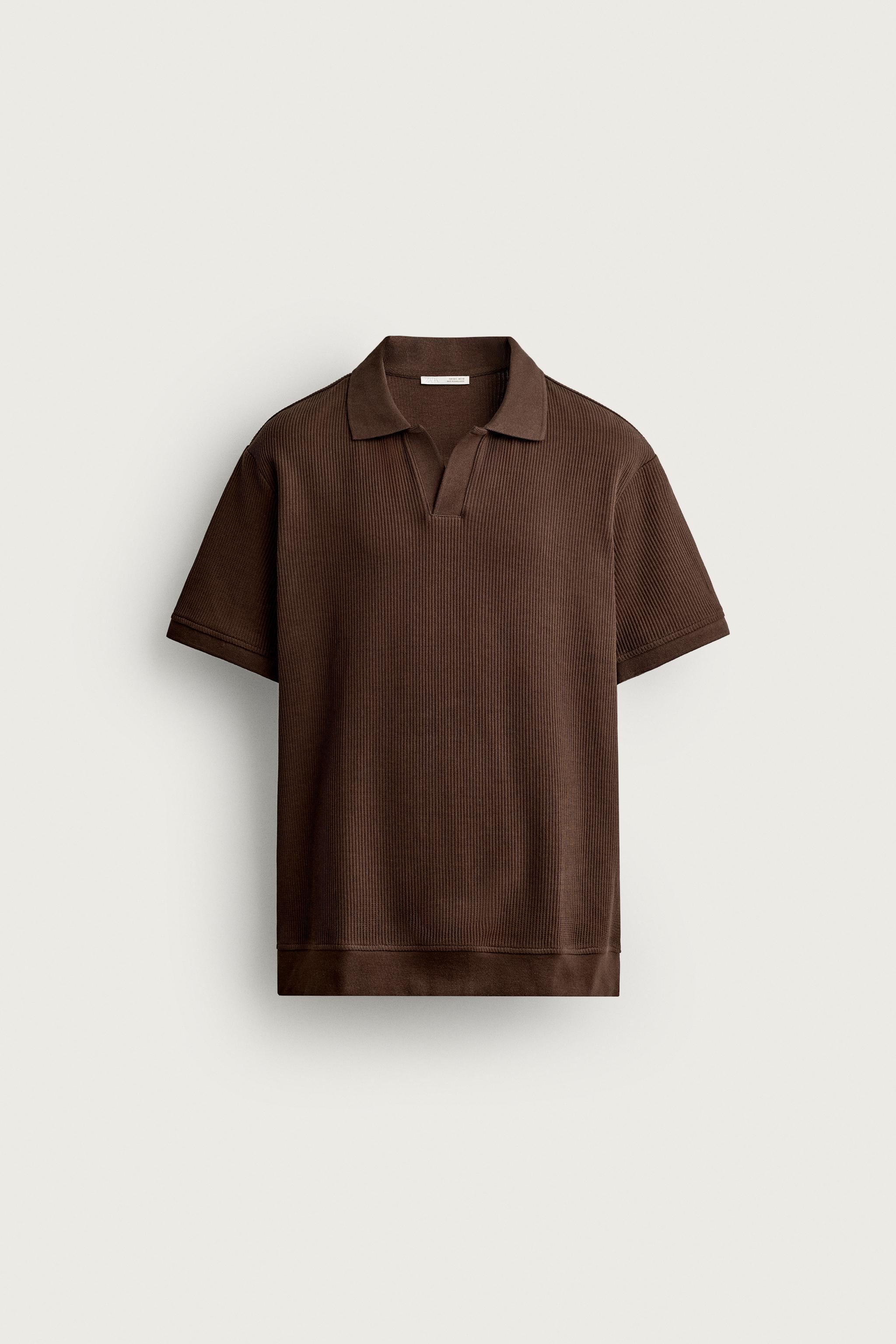 VERTICAL TEXTURED POLO — Brown