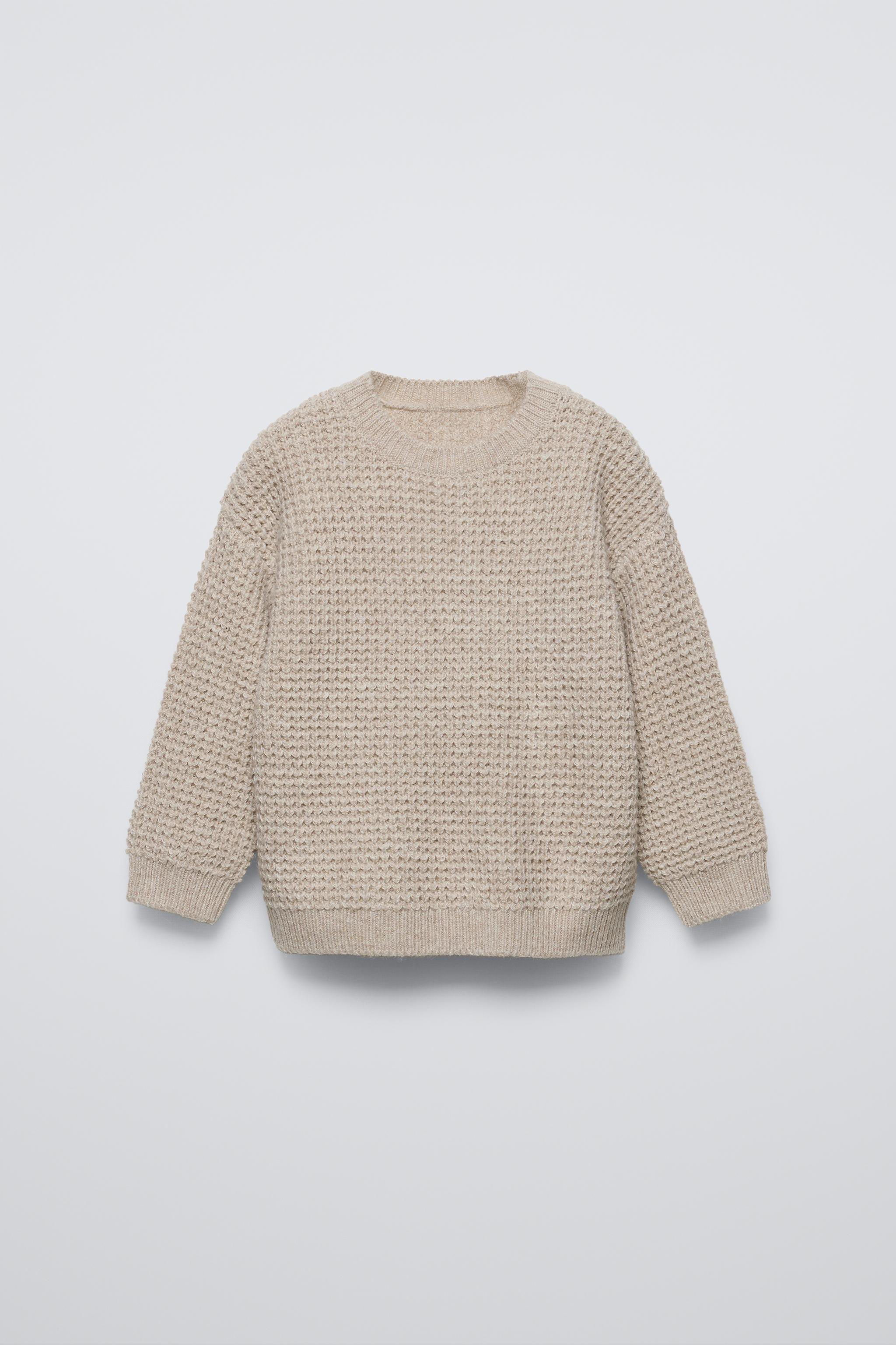 WAFFLE KNIT SWEATER Stone ZARA United States