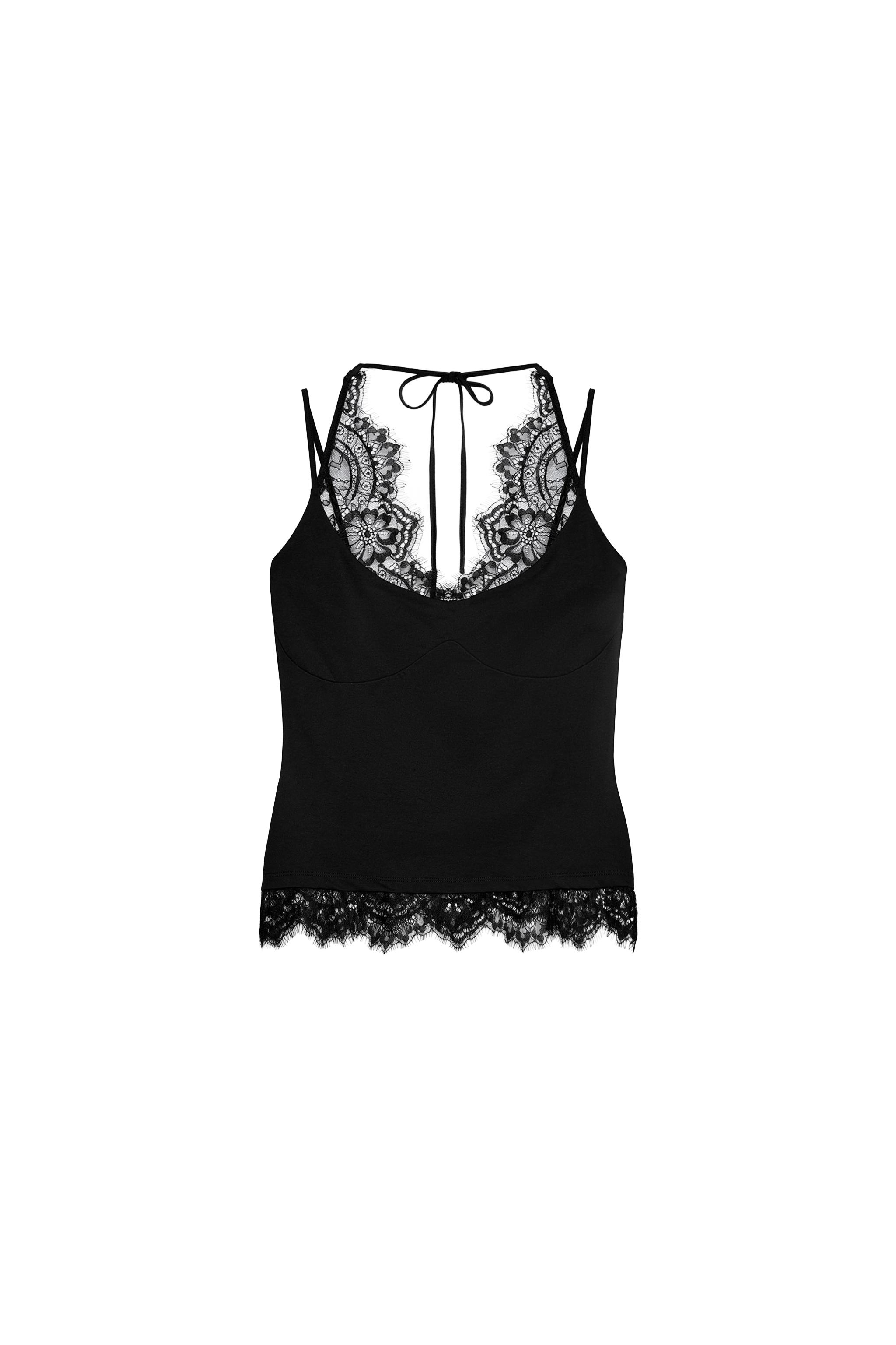 HALTER TOP WITH LACE TRIM