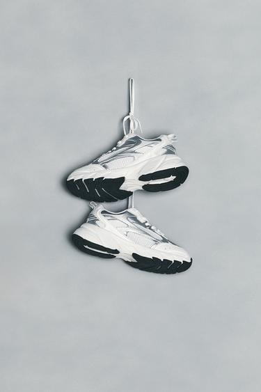 Zara MESH SNEAKERS - White