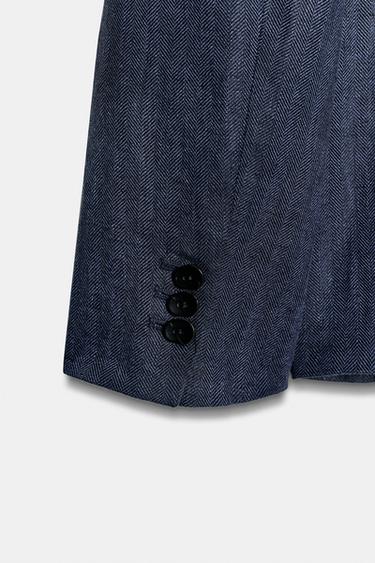 HERRINGBONE 100% LINEN TAILORED BLAZER - Indigo by Zara - Image 8