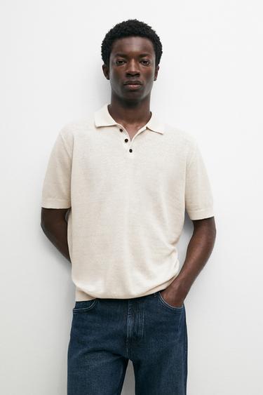 Zara 100% linen short sleeve knit sweater - Butter