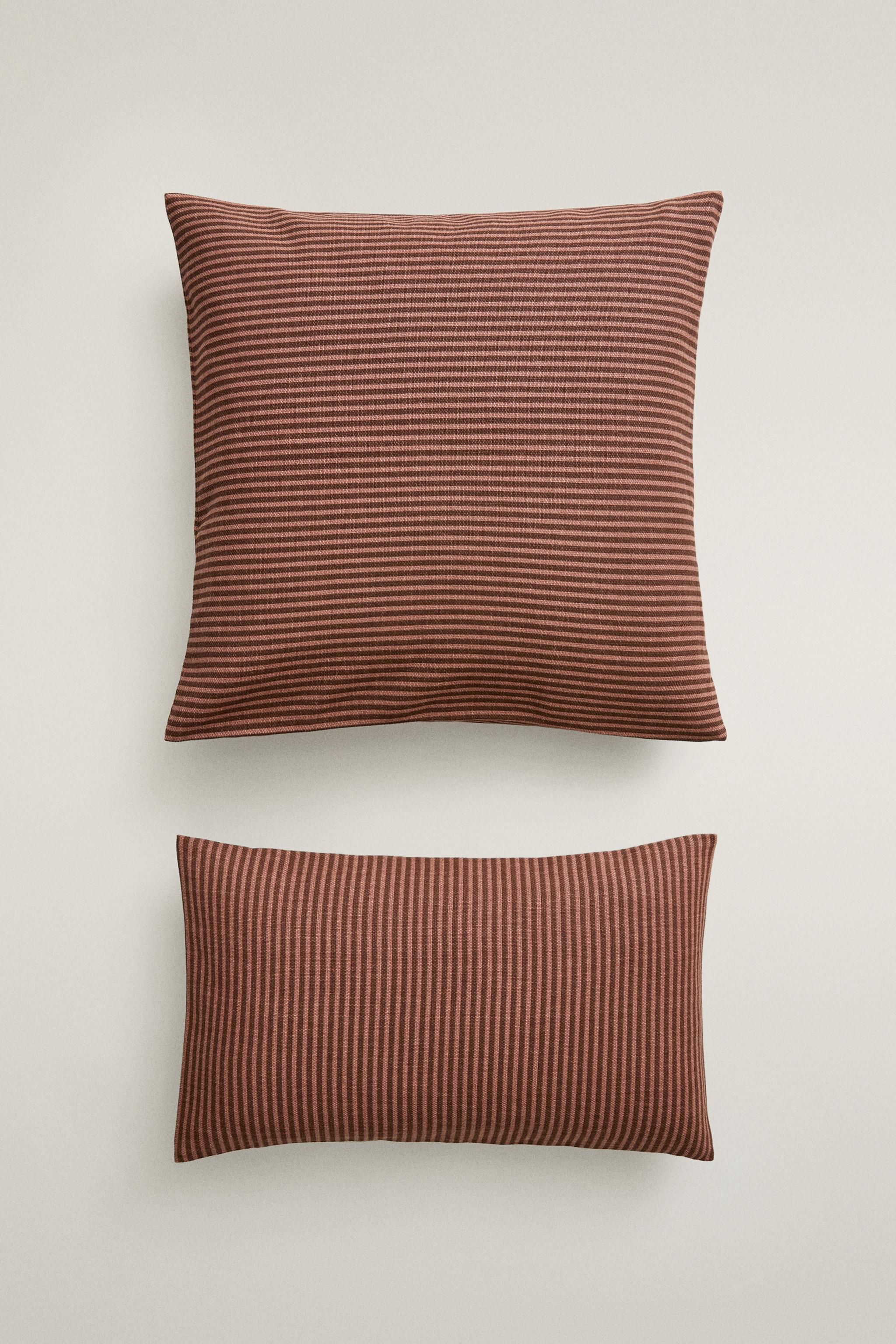 HOUSSE DE COUSSIN COTON RAYÉE