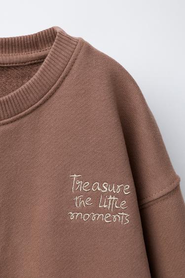 ENSEMBLE DE JOGGING SWEAT ET PANTALON INSCRIPTION BRODÉE - Rose pâle de Zara - Image 2