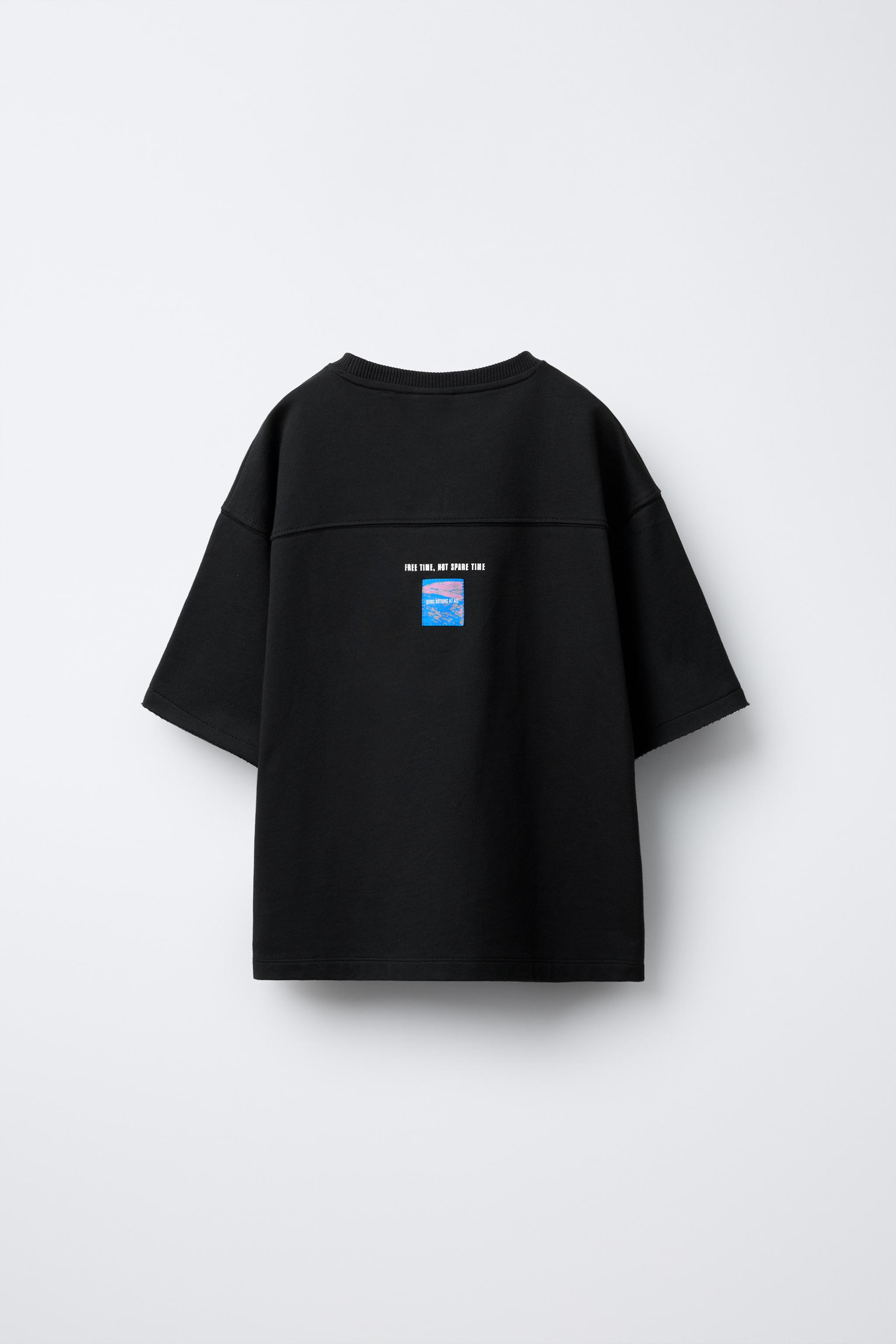 RAISED PRINT T-SHIRT - Dark anthracite | ZARA United States