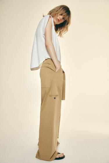 TROUSERS WITH POCKETS AND BELT - camel by Zara - Image 0