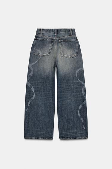 TRF BAGGY JEANS WITH SIDE PRINT - Blue by Zara