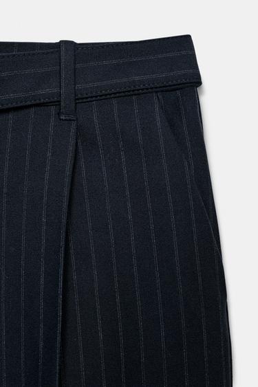 PINSTRIPED TROUSERS WITH BELT - striped by Zara