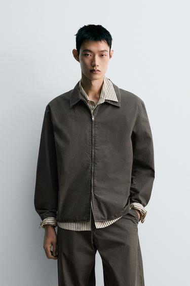 WASHED RELAXED FIT OVERSHIRT - Dark khaki by Zara