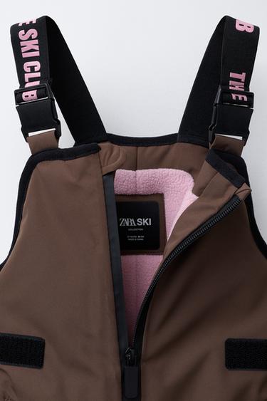 LONG WATERPROOF AND WINDPROOF BIB TROUSERS WITH POCKETS, RECCO® SYSTEM, SKI COLLECTION - Chocolate by Zara - Image 2