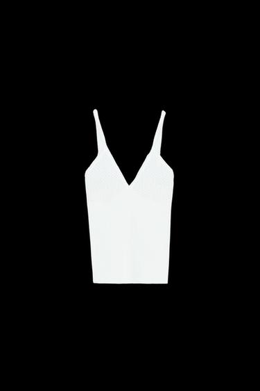 POINTELLE TOP - Light ecru by Zara - Image 0