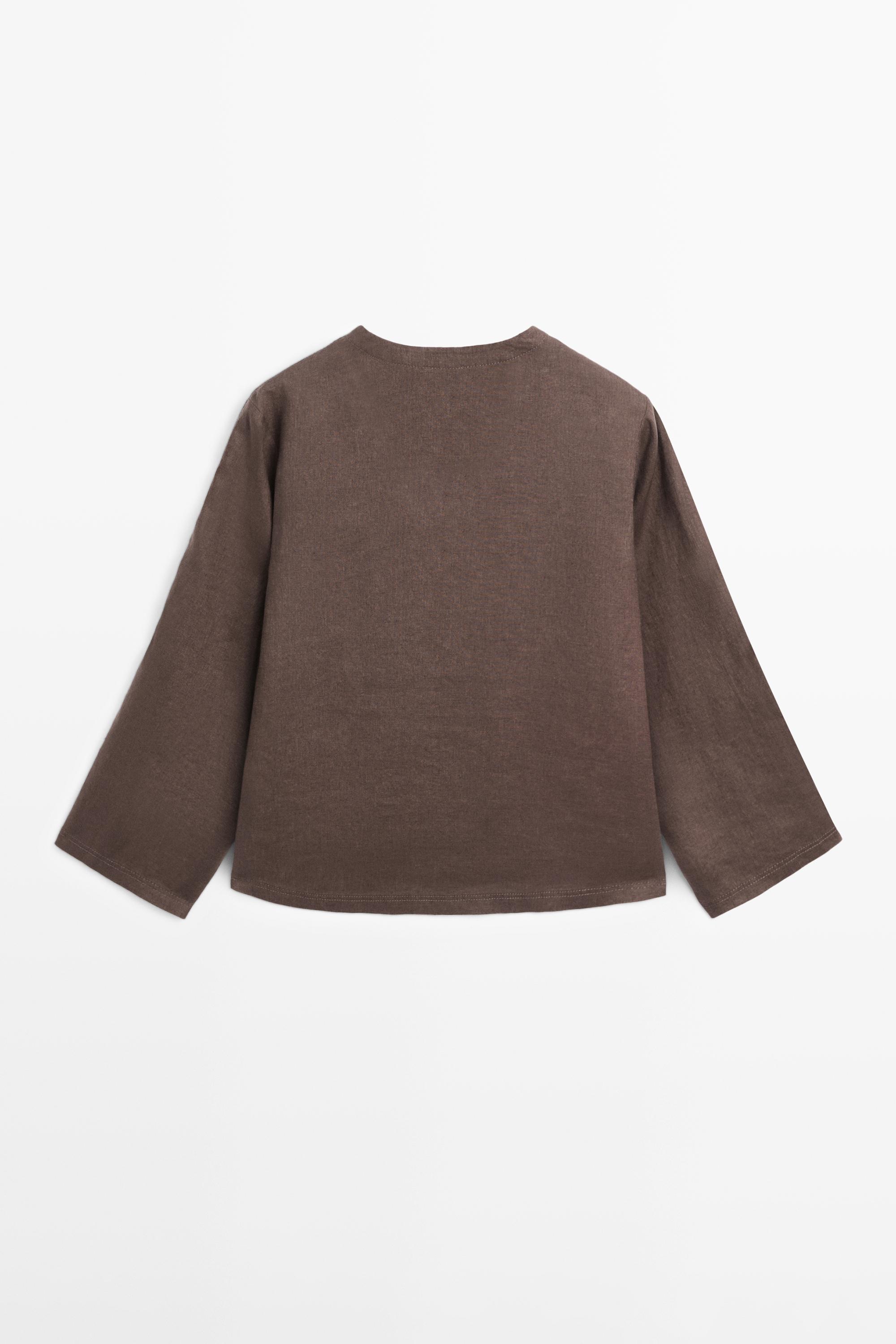 Blouse surpiquée 100 % lin
