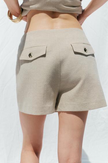 BERMUDA TAILLE HAUTE NERVURE - Beige clair de Zara - Image 3