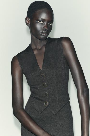 BUTTON MIDI DRESS - Dark anthracite by Zara - Image 2
