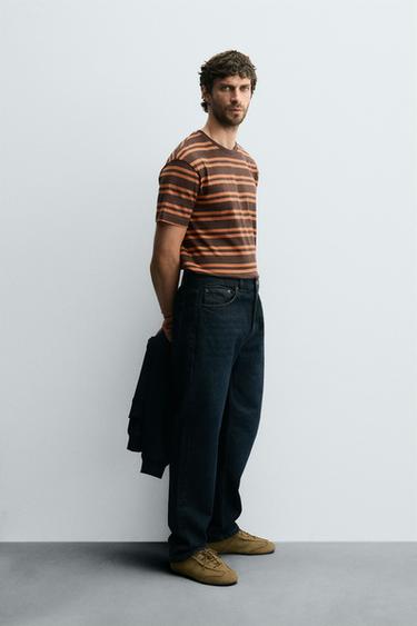 STRIPED JACQUARD T-SHIRT - Brown by Zara - Image 3