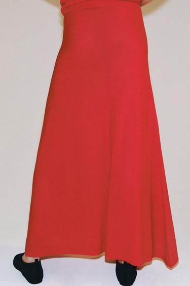 LONG KNIT SKIRT - Mid-red by Zara - Image 2