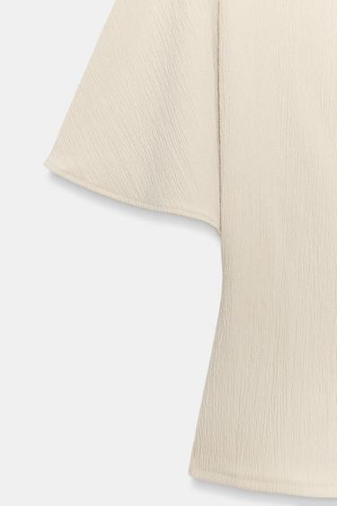 PLEATED TEXTURED TOP - Beige by Zara - Image 6