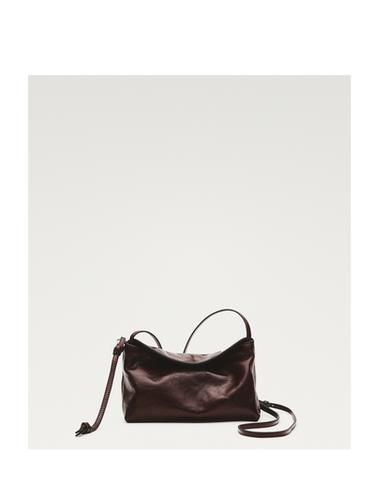 Sac pochette à bandoulière en cuir nappa - Marron chiné de Zara