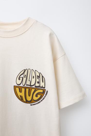 T-SHIRT WITH RAISED SLOGAN - Ecru by Zara - Image 2