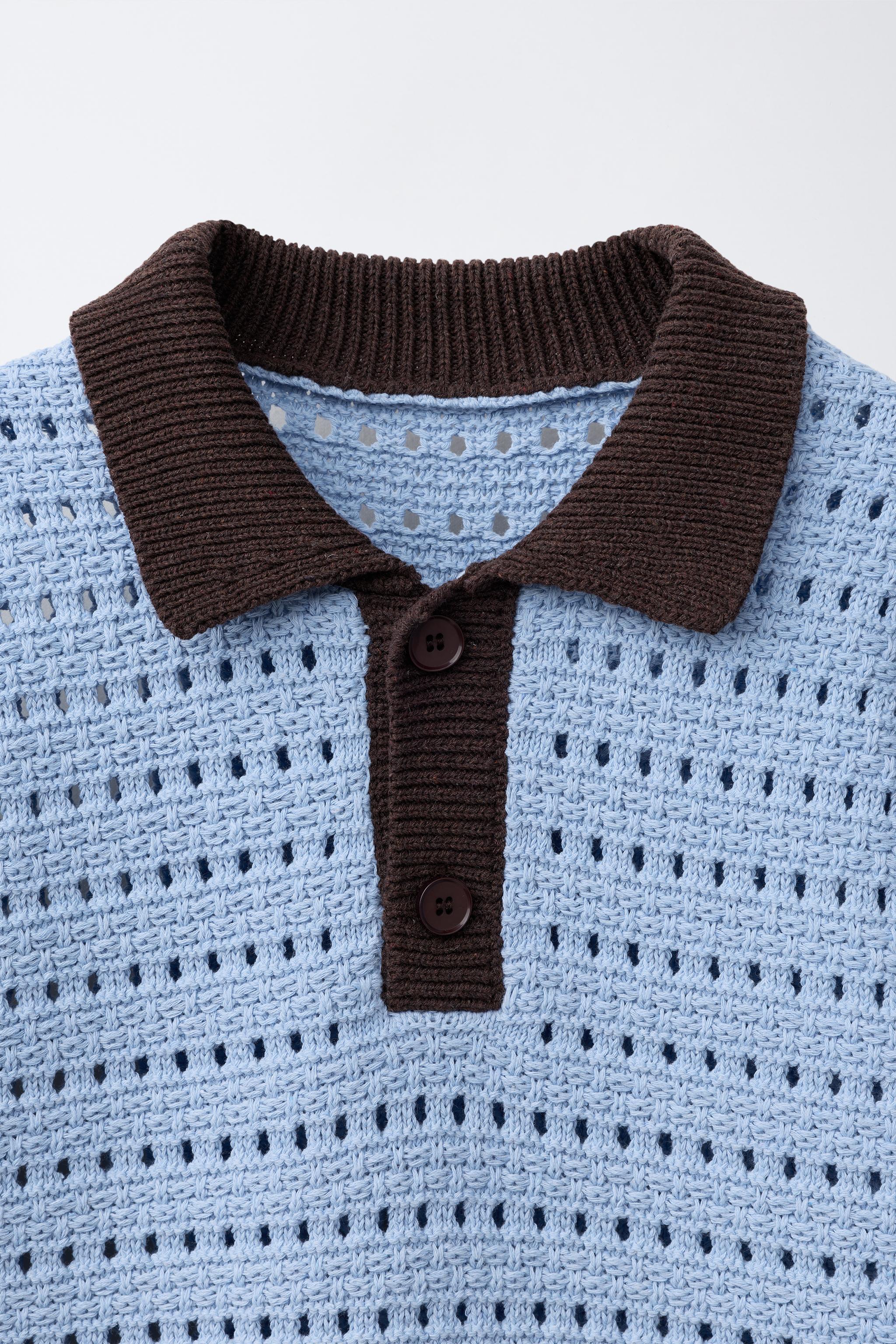 CROCHET KNIT POLO SHIRT