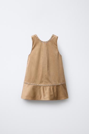 OBLEKA IZ UMETNEGA SEMIŠA Z ZAKOVICAMI - Svetla kamelja od Zare