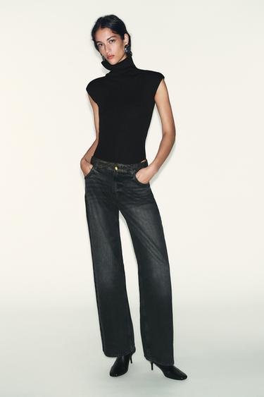COTTON HIGH-NECK BODYSUIT - Black by Zara