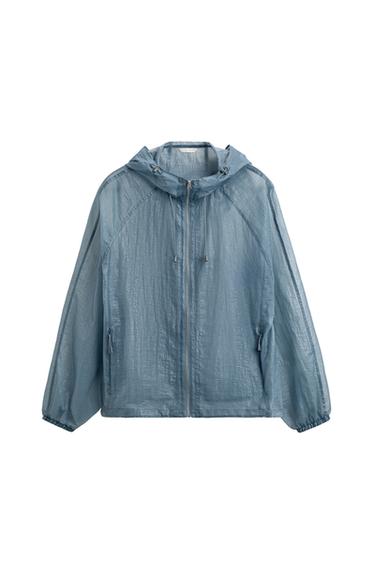 CROPPED FIT LIGHTWEIGHT TECHNICAL JACKET - Light blue by Zara