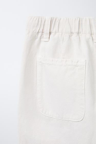 COTTON AND LINEN STRAIGHT-LEG TROUSERS - Ecru by Zara - Image 3