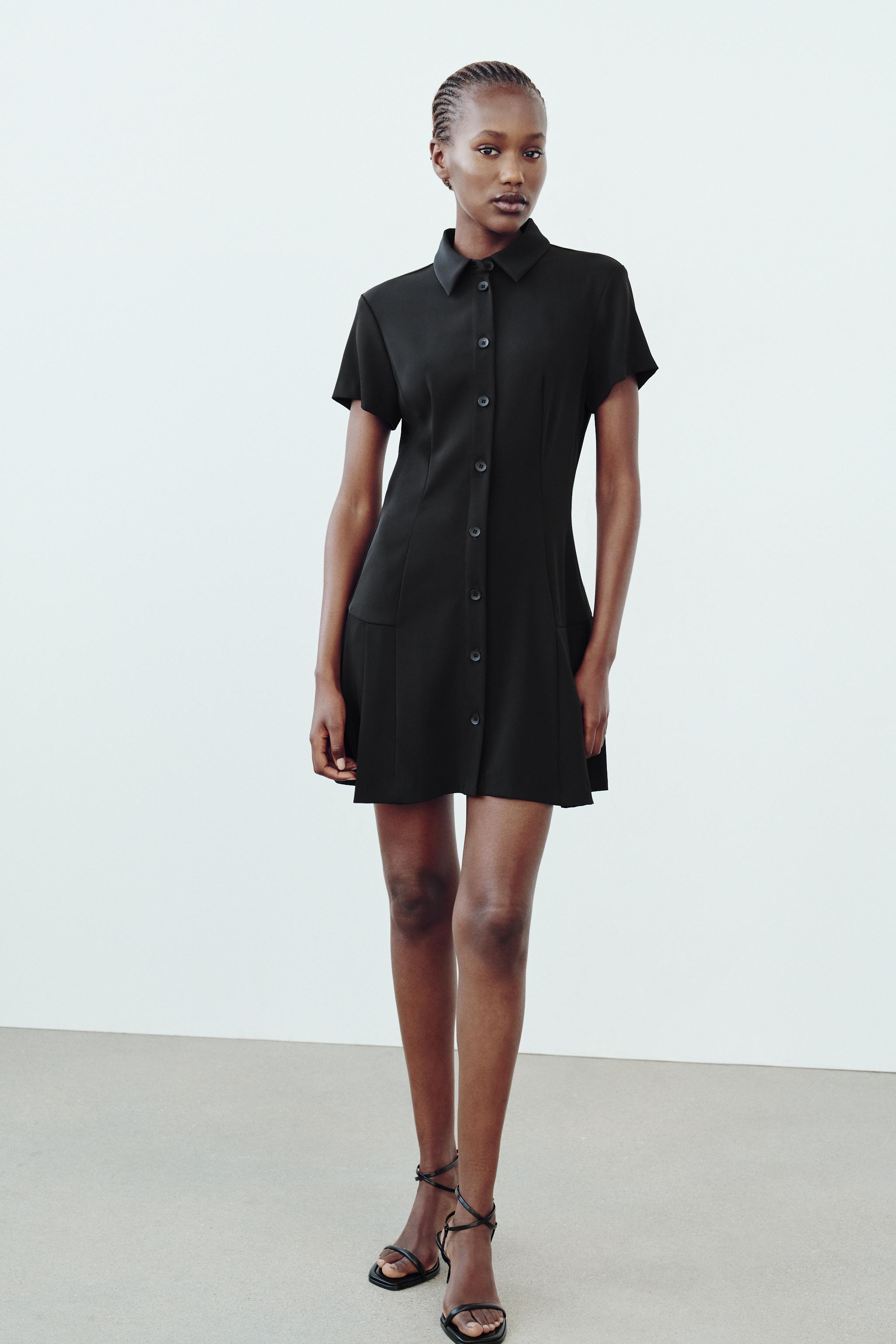 Black collared shirt dress best sale