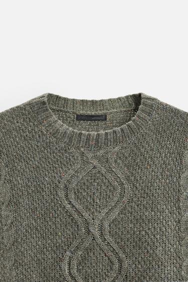 PULL STRUCTURÉ À TORSADES - Vert gris de Zara - Image 7