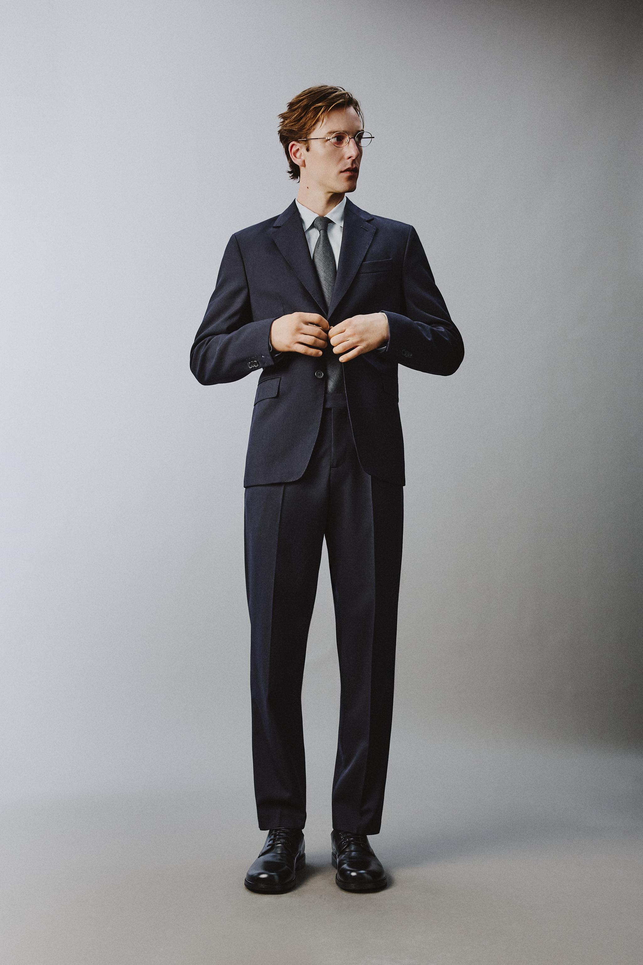 【上質ライン 極美品 L】ザラ　スーツ　ネイビー　ウール100% 100%ウールスーツ | ZARA Japan / 日本