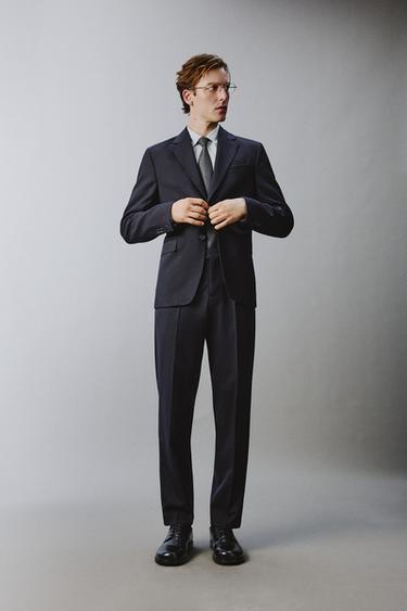 Zara 100% 義大利羊毛西裝外套 - 海藍色