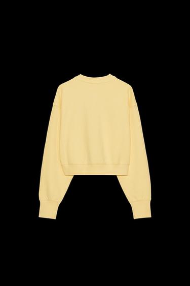 Zara EMBROIDERED TEXT PLUSH SWEATSHIRT - Yellow