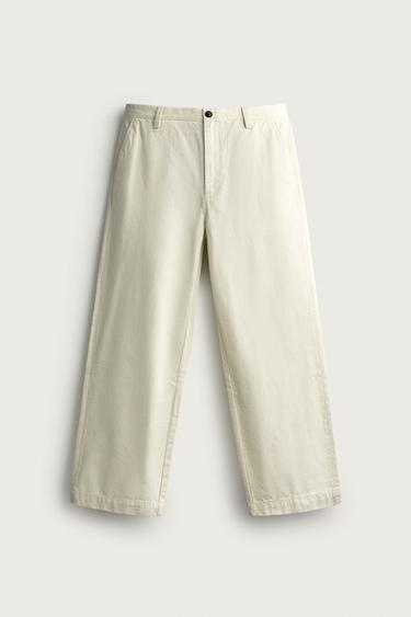 PANTALÓN CHINO RELAXED FIT LAVADO - Crudo de Zara