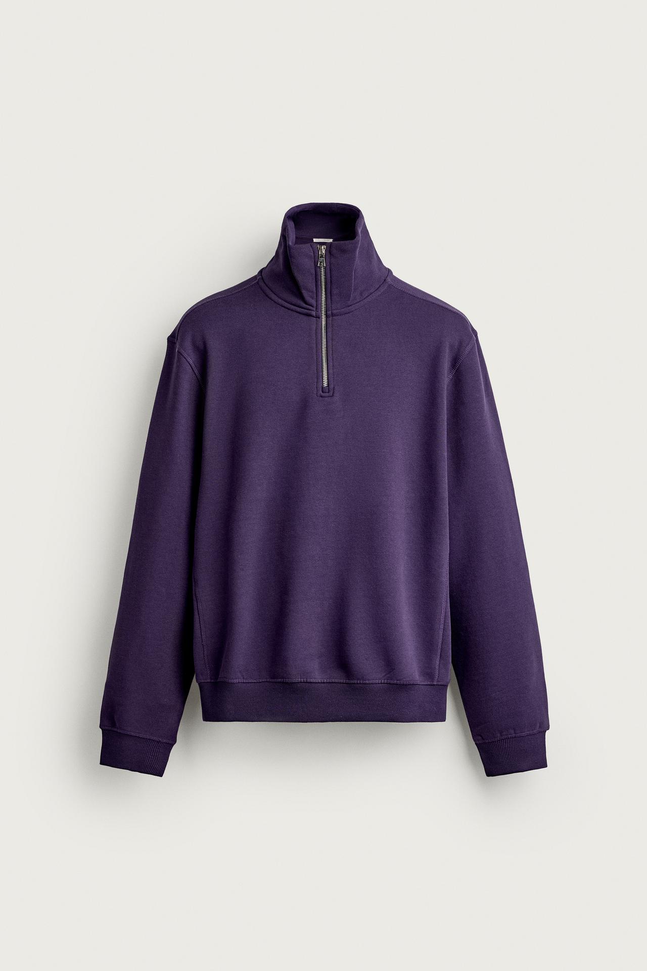 BASIC QUARTER-ZIP SWEATSHIRT — Violet