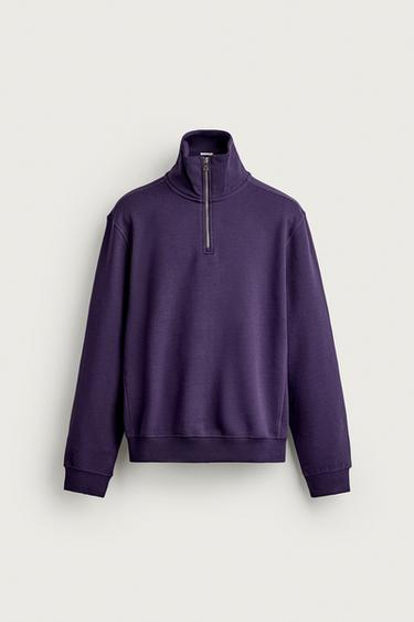 BASIC QUARTER-ZIP SWEATSHIRT — Violet 1