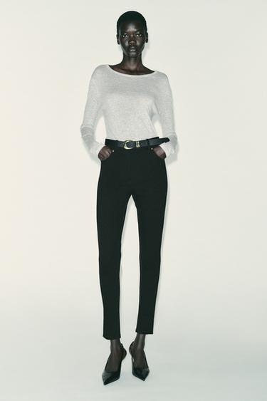 JEGGINGS MITTELHOHEM BUND UND GÜRTEL - Schwarz von Zara