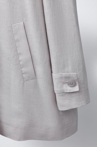 PLAIN LINEN BLEND COAT - Pearl grey by Zara - Image 5