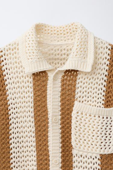 CHEMISE EN MAILLE CROCHET - Ocre de Zara - Image 2