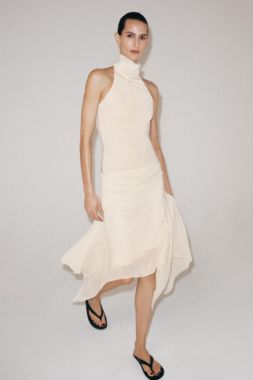 ASYMMETRIC FLOWY SKIRT - Ecru | ZARA United States ASYMMETRIC FLOWY SKIRT - Ecru | ZARA United States