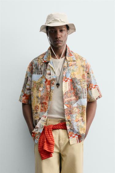 RELAXED FIT STREET PRINT SHIRT - Orange by Zara