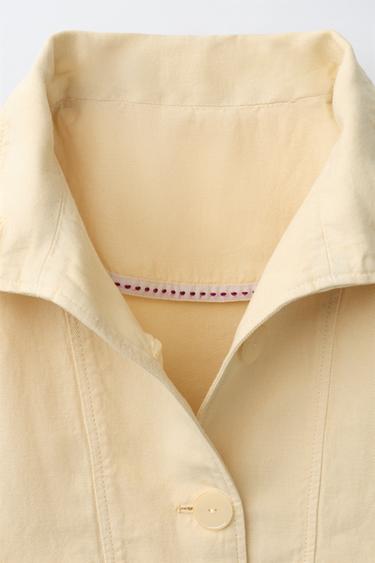 BLOUSON EN COTON ET LIN - Jaune clair de Zara - Image 2